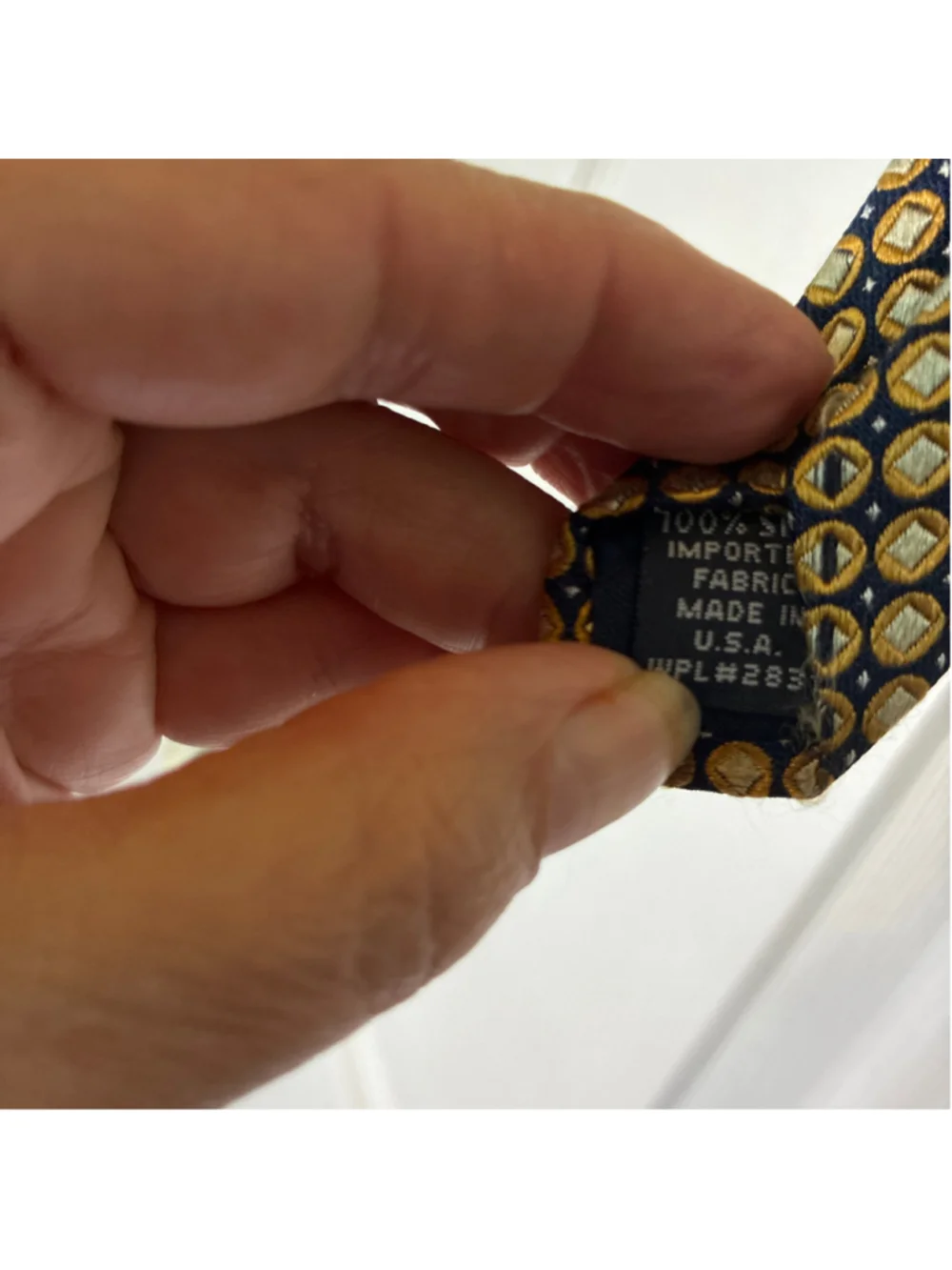 Men's Nautica Tie One Size Blue Gold Geometric Pattern Silk Necktie